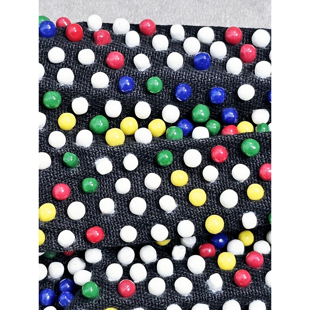 Vintage 1940s Beaded Purse, Clutch, Caviar Candy Dots, Multicoloured - Picture 4 of 6